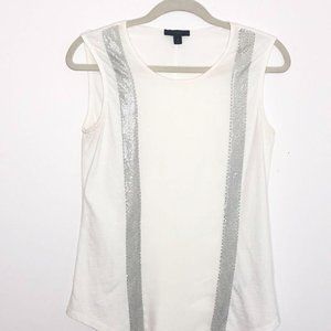 J.CREW White Top With Silver Chain Size XS